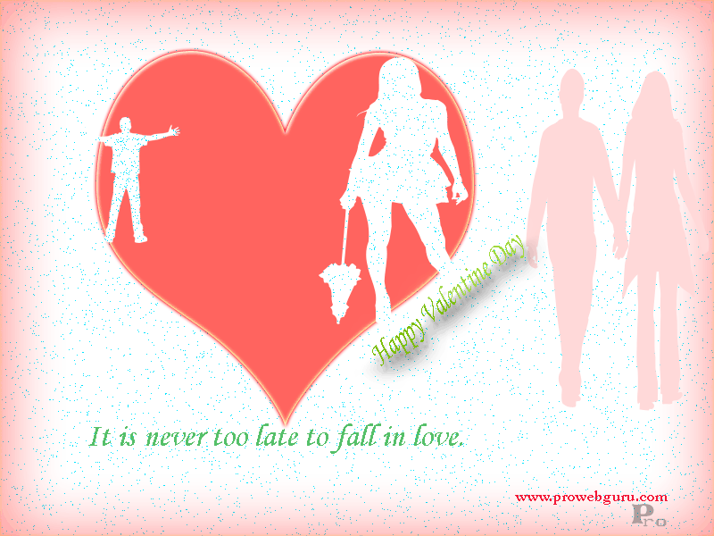 Valentine Day Lovely Couple & Read Heart Wallpaper